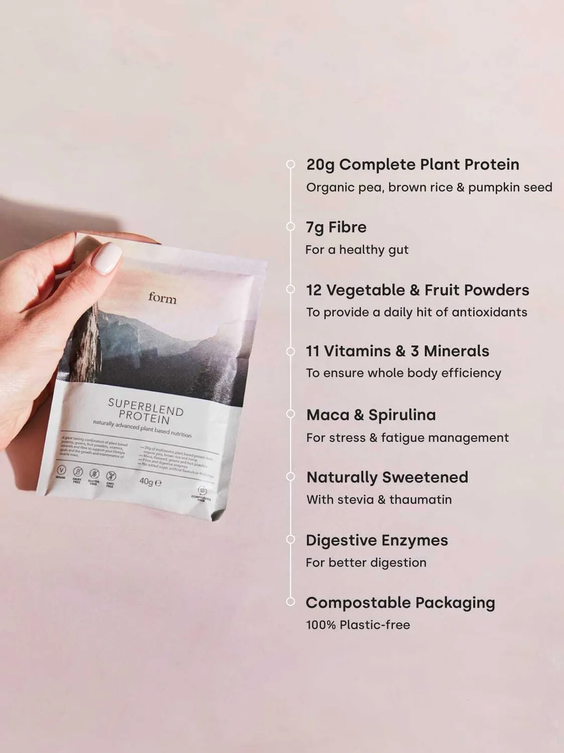 Form Nutrition Superblend protéine vegan sachets 20g protéines