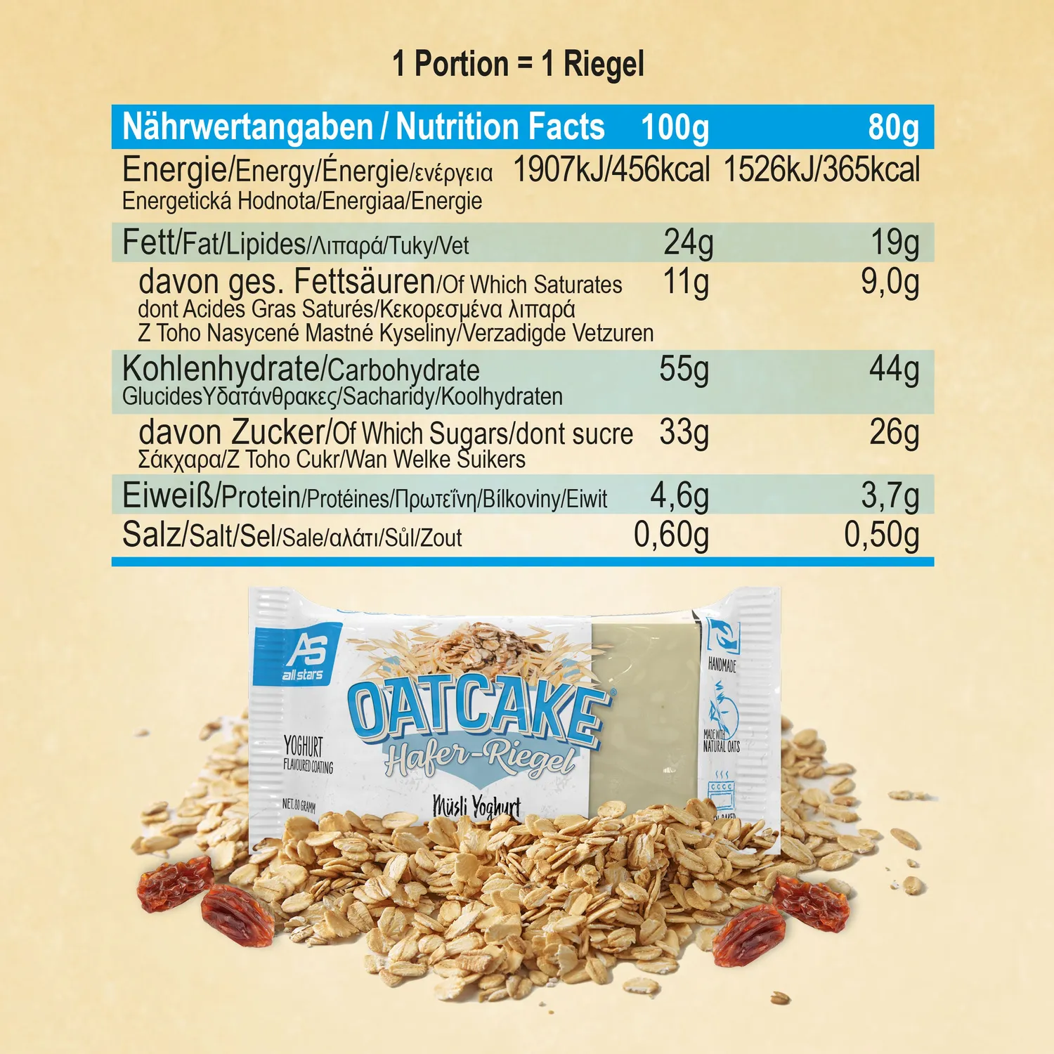 AllStars Oatcake Hafer-Riegel barre d’avoine Just Oats 80 g
