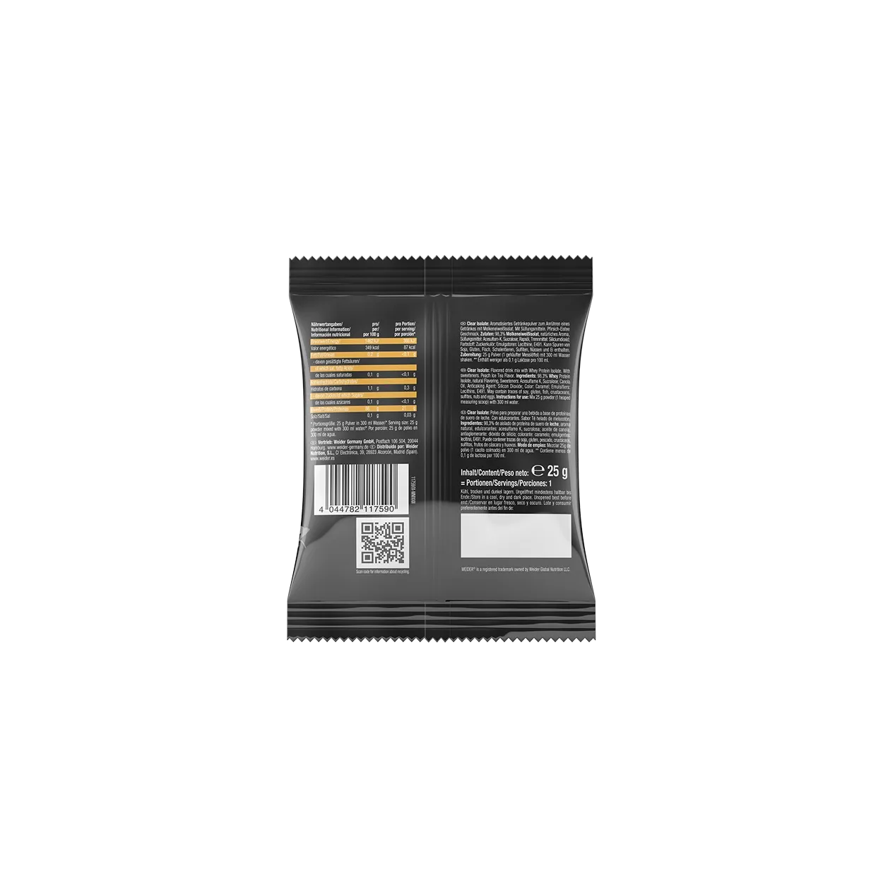 Weider Clear Isolate whey claire 25 g sachet pêche