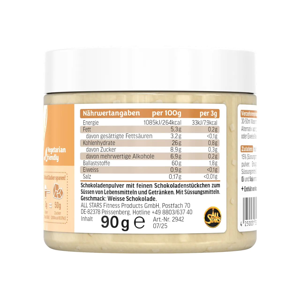 AllStars Flavor Powder poudre aromatisante Vanille 90 g sans sucre ajouté
