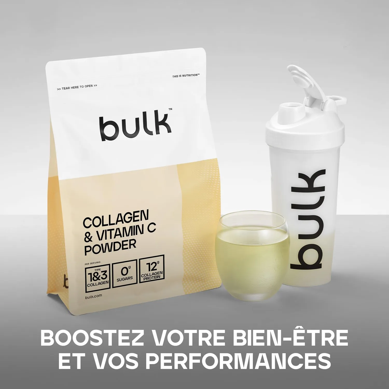 BULK Collagène et Vitamine C poudre orange 500 g collagène bovin