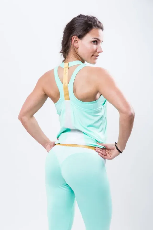AllStars Squat Queen shirt menthe-blanc coupe féminine