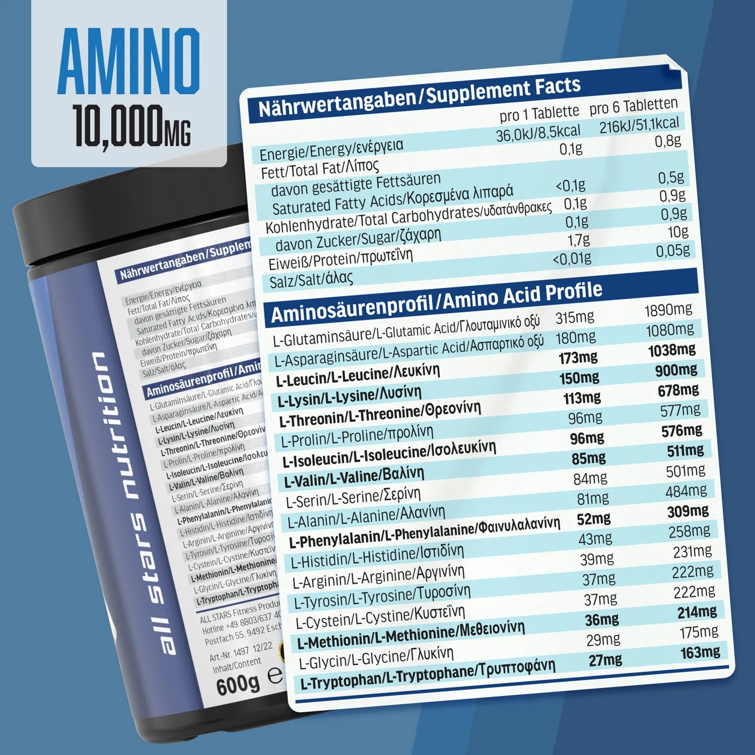 AllStars Amino 10.000 comprimés 240 unités acides aminés