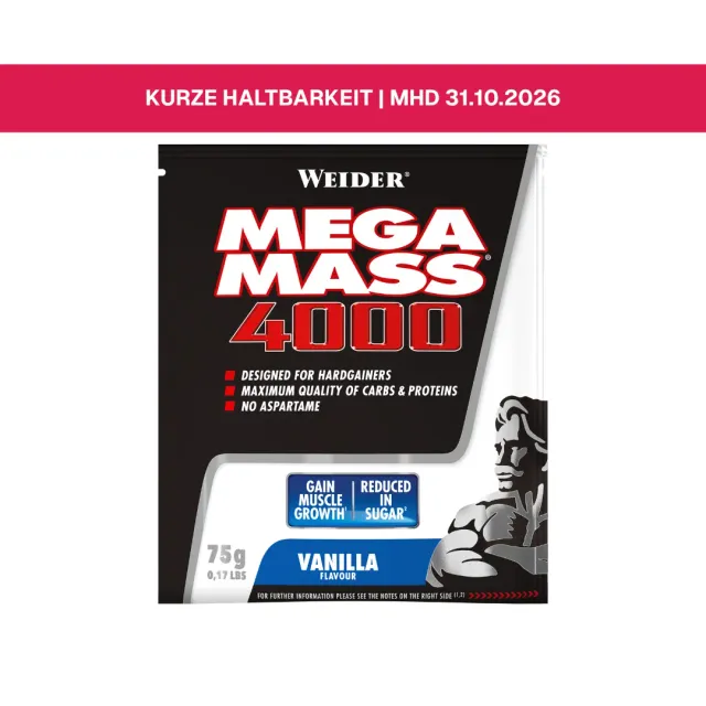 Weider Mega Mass 4000 gainer vanille sachet 75 g protéines et créatine