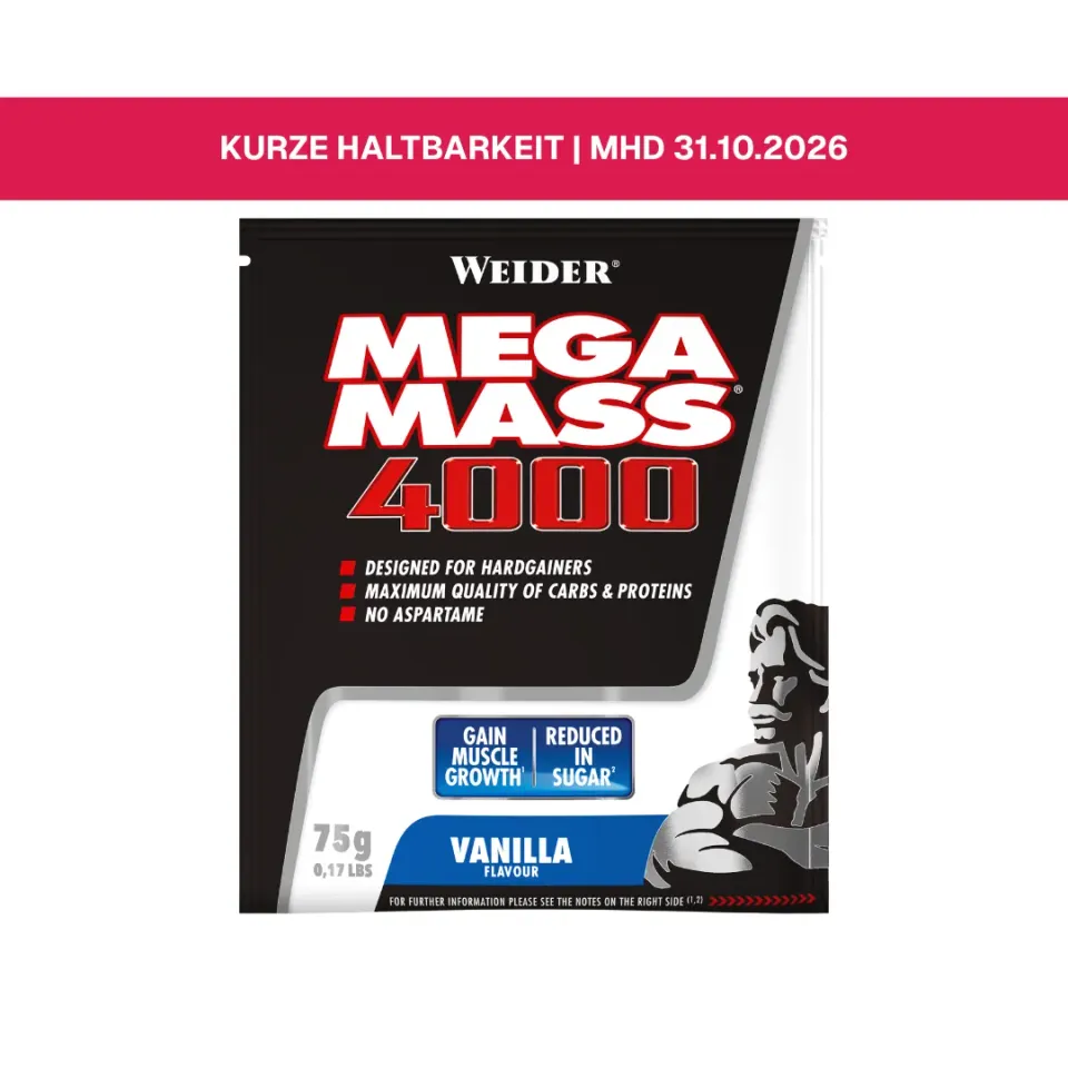 Weider Mega Mass 4000 gainer vanille sachet 75 g protéines et créatine