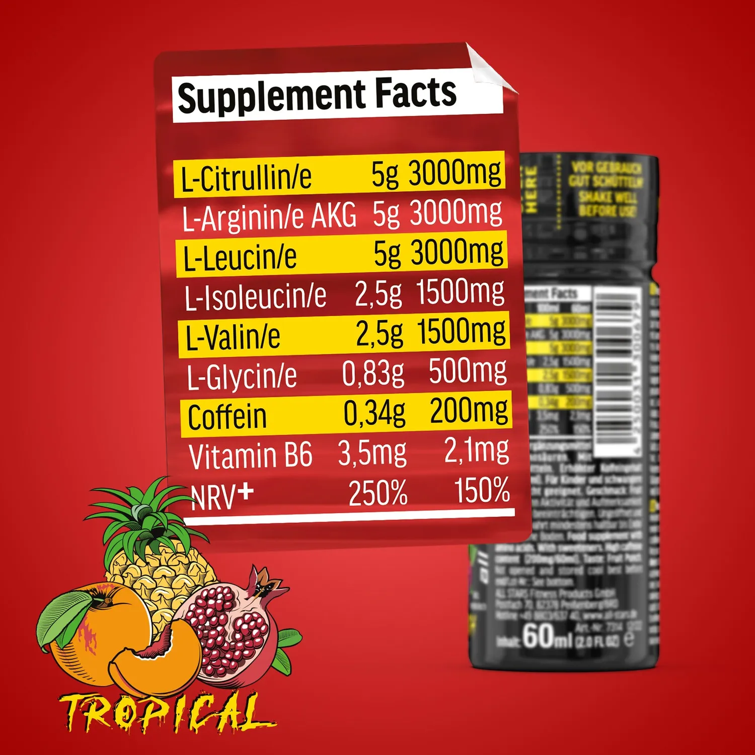 AllStars Intensity Booster Shot pré-workout Tropical 1 shot caféiné