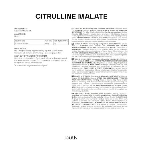 BULK malate de citrulline poudre 500 g ratio 2:1