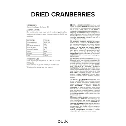 BULK Canneberges séchées 500 g sans additifs