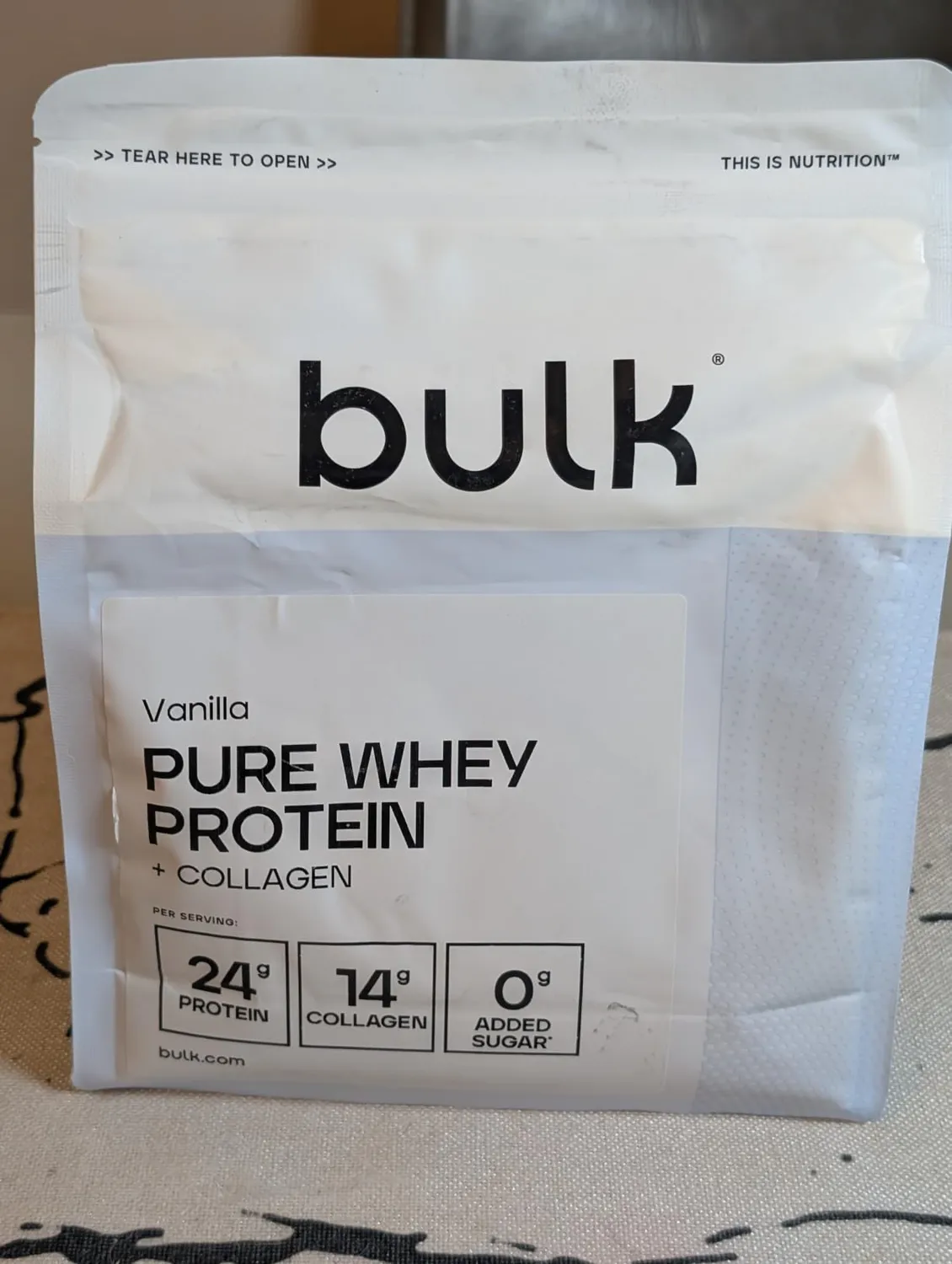 BULK Pure Whey Protein + Collagène poudre vanille 900 g 14 g collagène