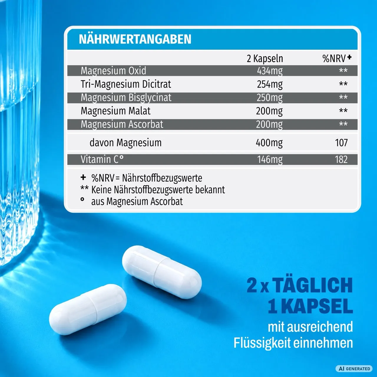 AllStars Magnesium Complex gélules 180 vegan vitamine C