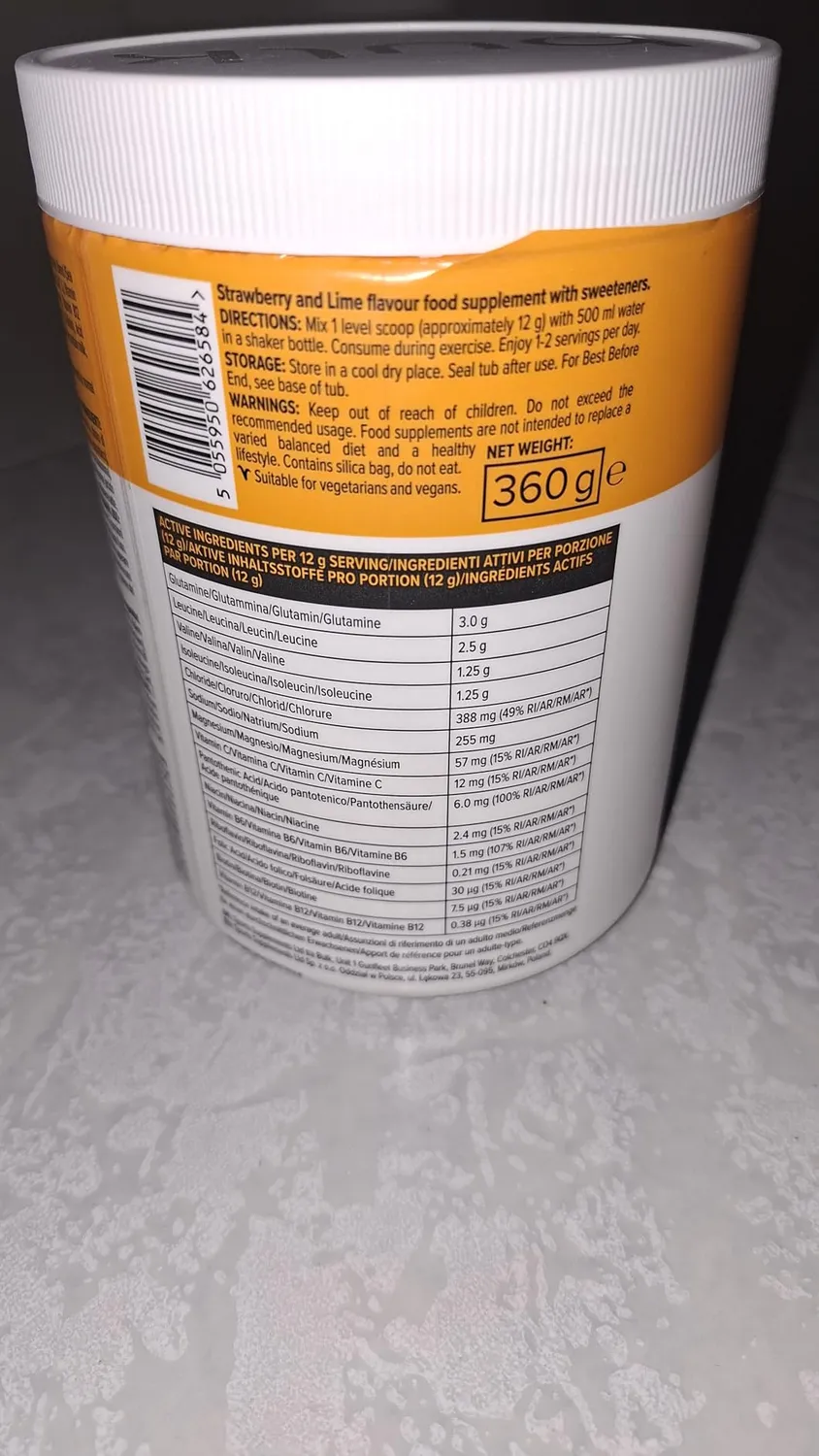 BULK Dope BCAA+ poudre intra-entraînement 360 g fraise citron vert
