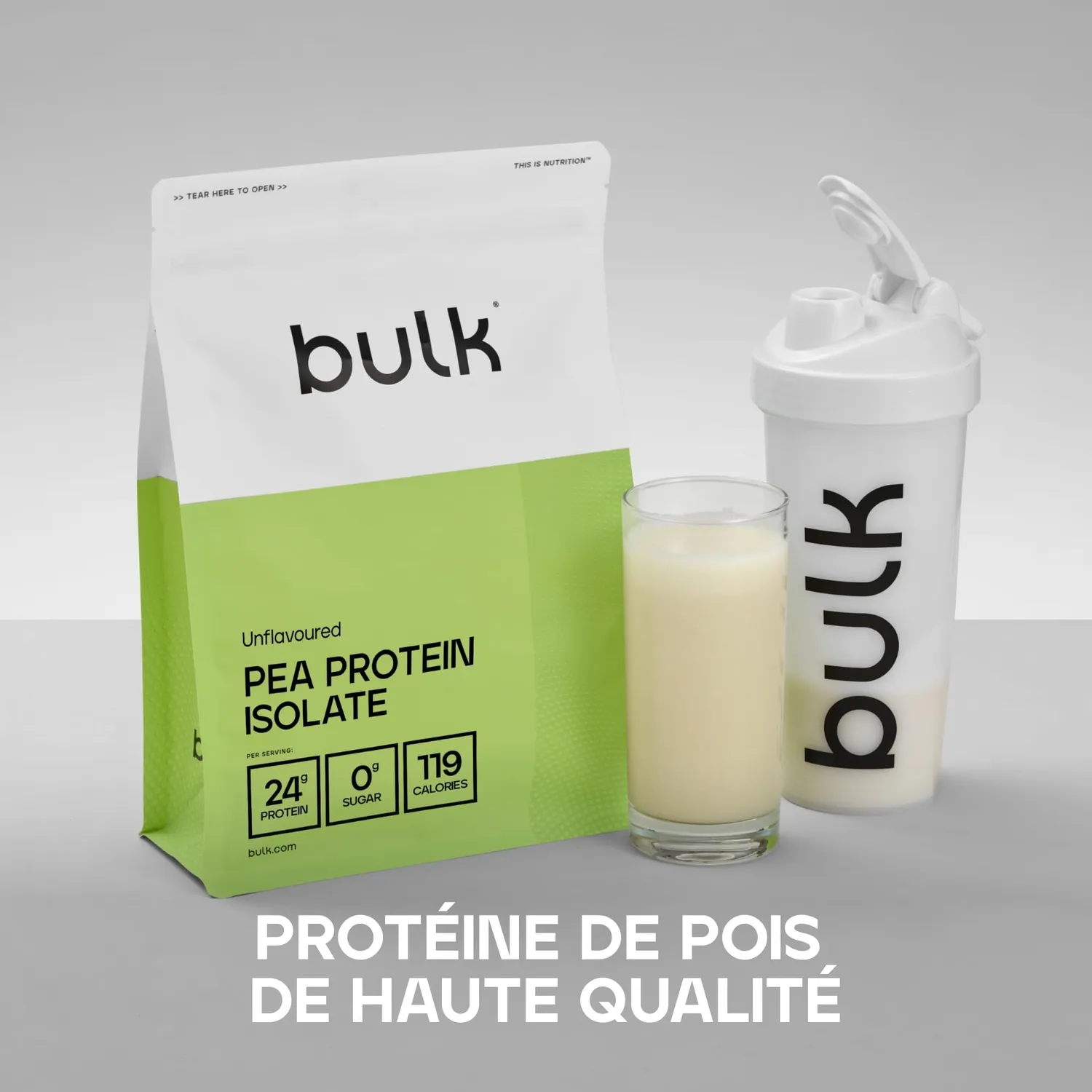 BULK Isolat de protéine de pois en poudre nature 1 kg vegan