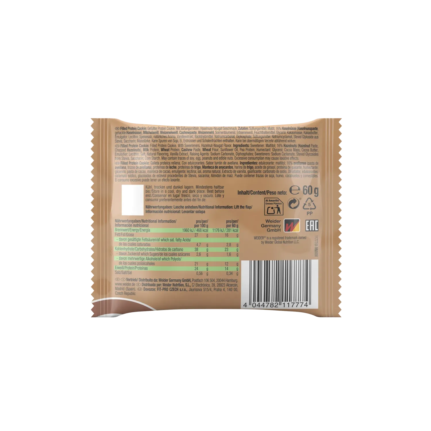 Weider Joe's Filled Protein Cookie cookie protéiné noisette-nougat