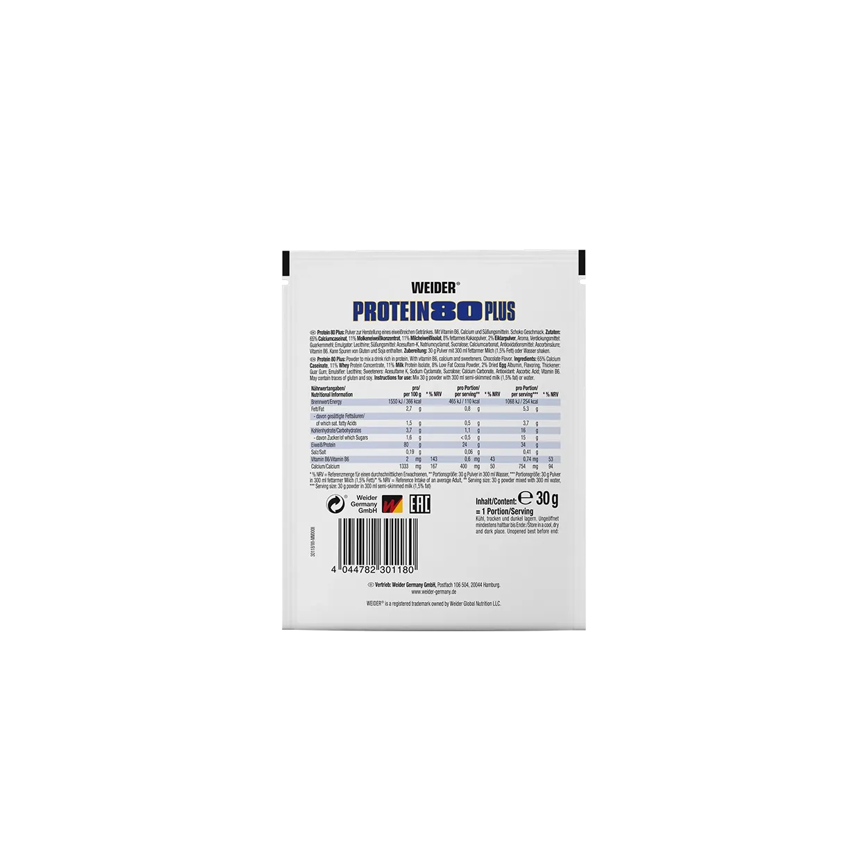 Weider Protein 80 Plus Probierbeutel poudre protéinée 30 g vanille