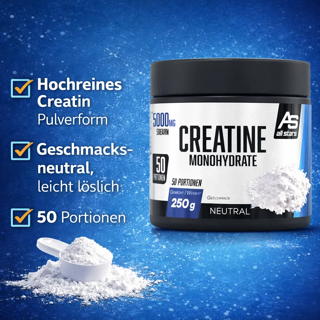 AllStars Creatin Monohydrat créatine en poudre 250 g pure sans arôme
