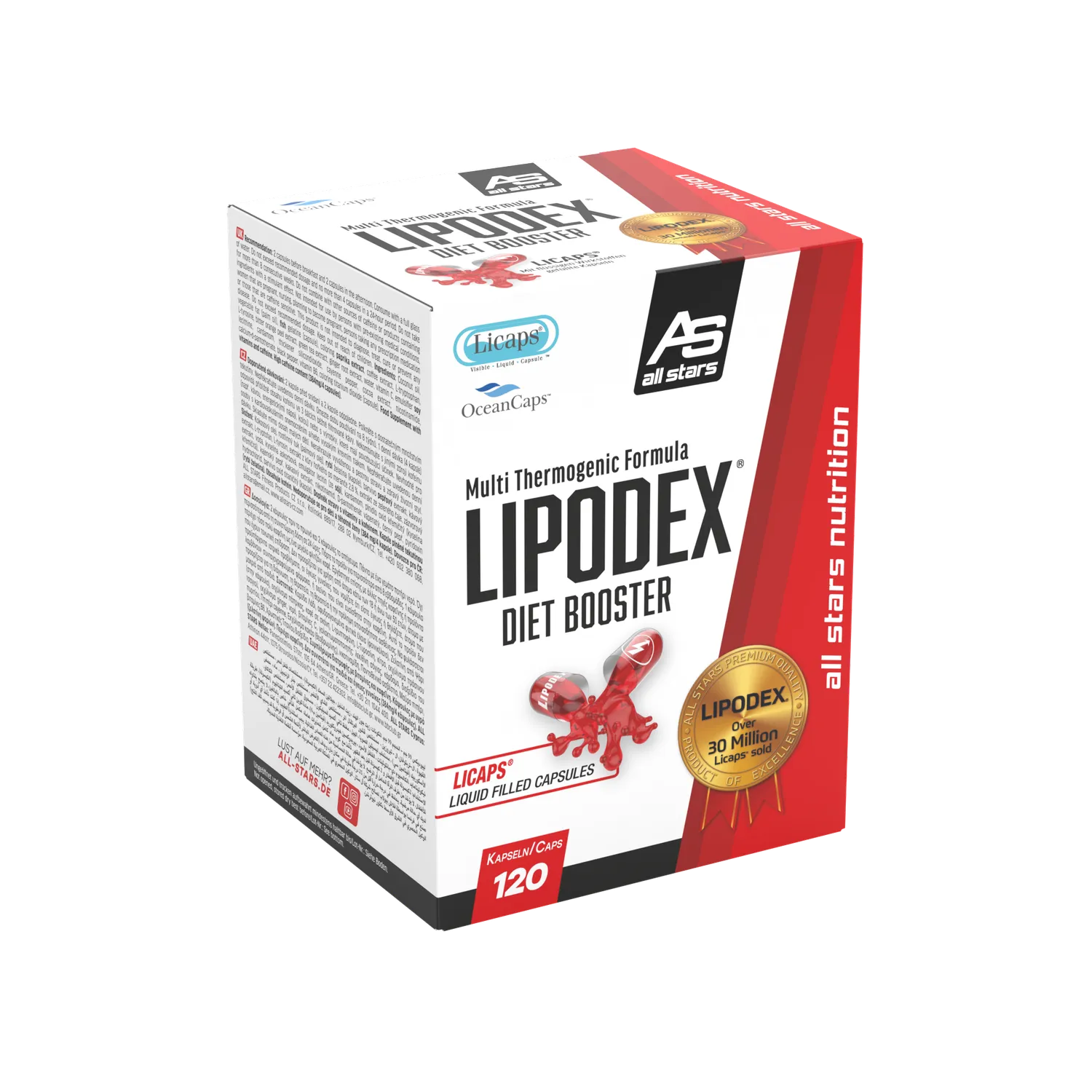 AllStars Lipodex Diet Booster capsules 120 unités, formule multi-thermogénique