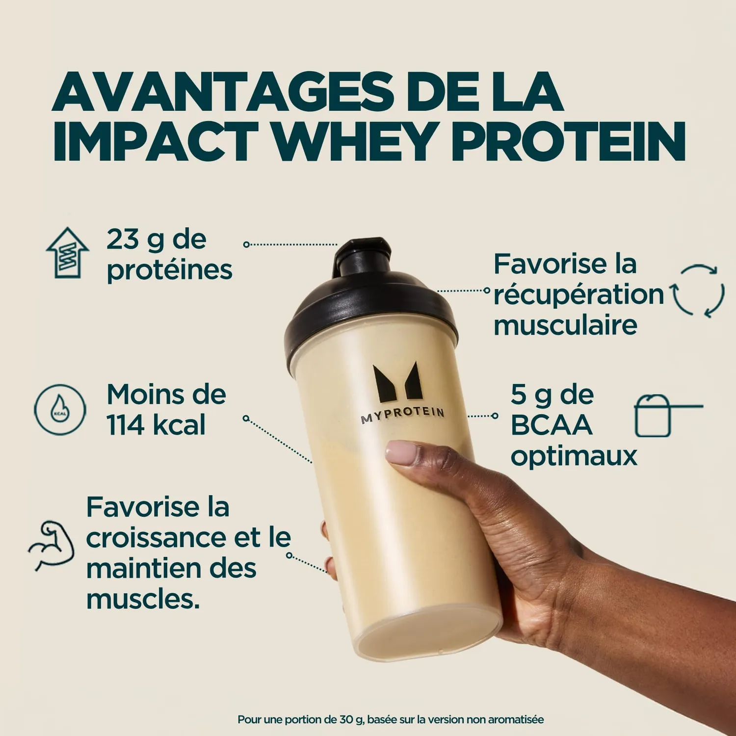 Myprotein Impact Whey Protein protéine whey Vanille 30 portions, 23 g protéines