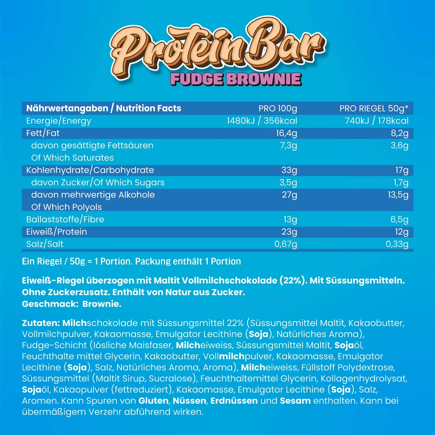 AllStars Protein Bar Soft & Fluffy barre protéinée Fudge Brownie 50 g moelleuse
