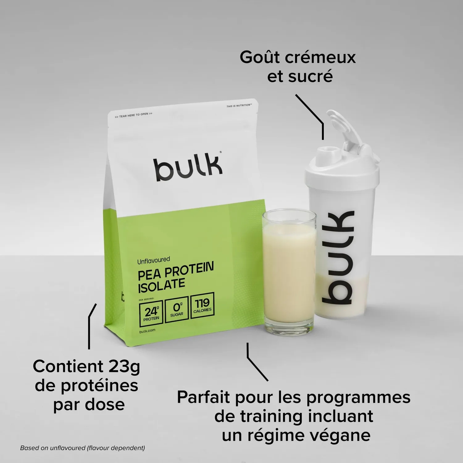 BULK Isolat de protéine de pois en poudre nature 1 kg vegan
