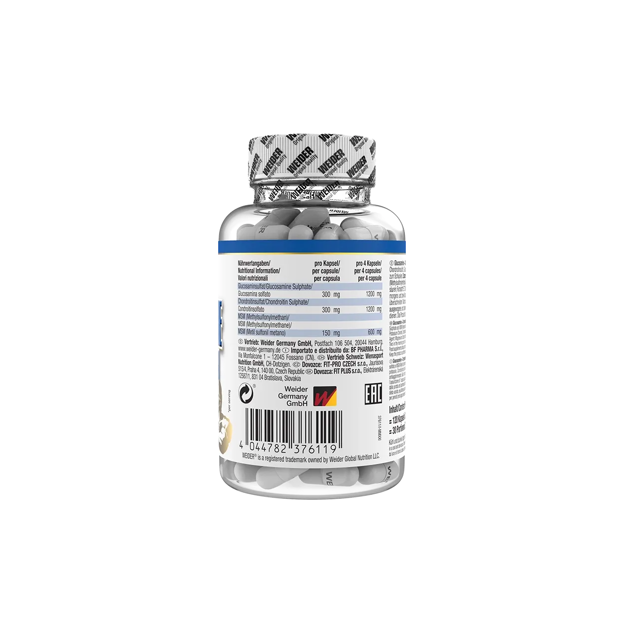 Weider Glucosamine + Chondroitin Plus MSM gélules 120 avec MSM