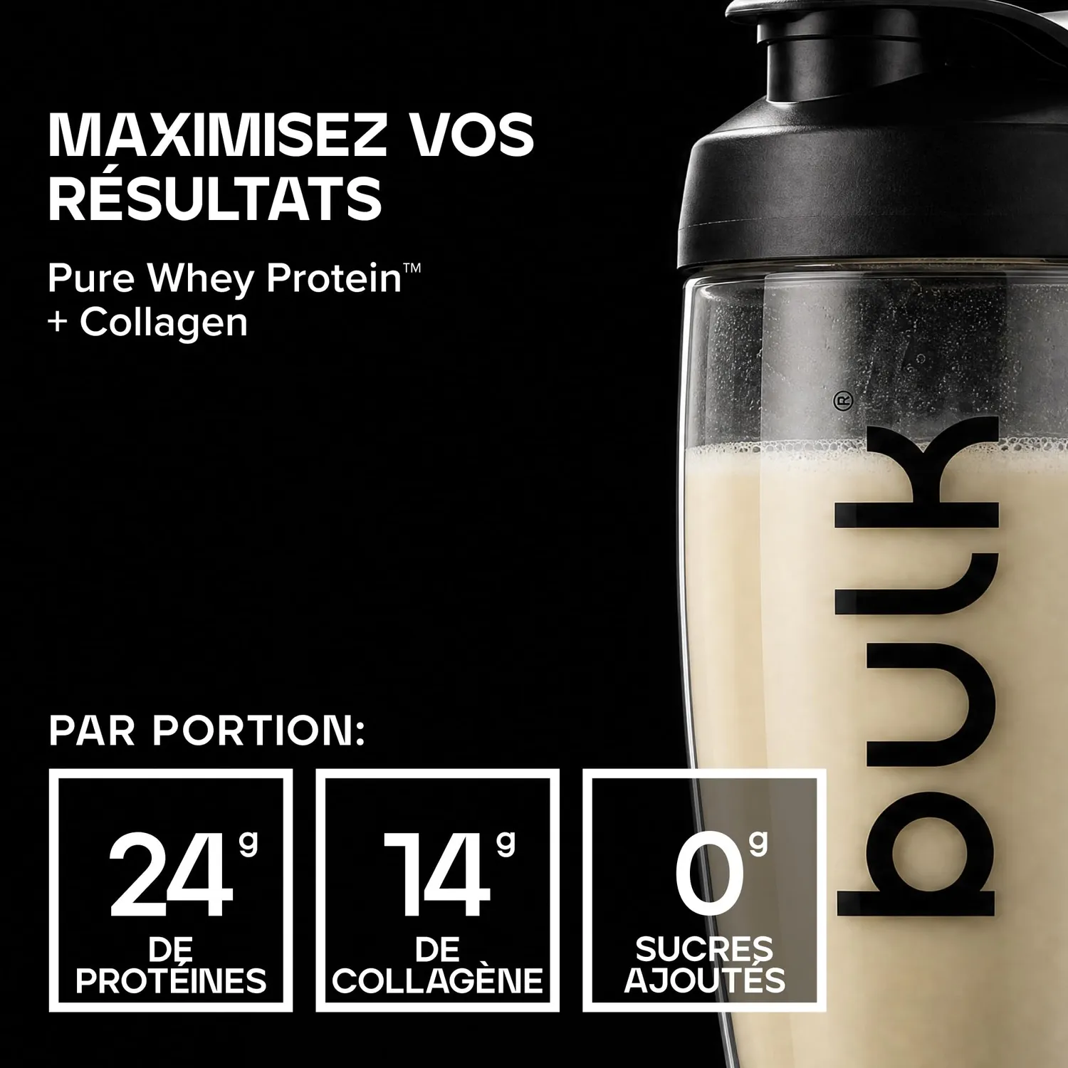 BULK Pure Whey Protein + Collagène poudre vanille 900 g 14 g collagène
