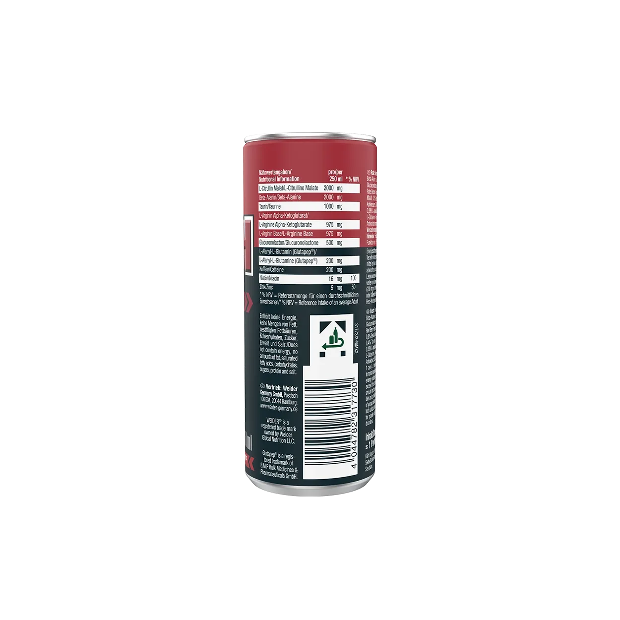 Weider Rush RTD booster pré-entraînement Orange, fruits rouges 250 ml