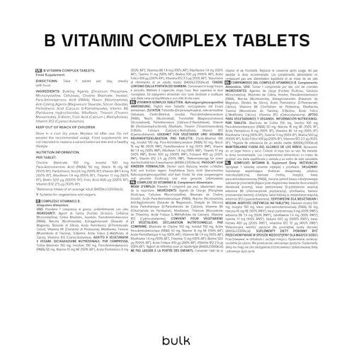 Bulk Complexe Vitamines B comprimés 180 biotine