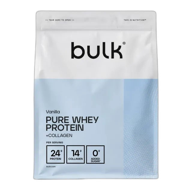 BULK Pure Whey Protein + Collagène poudre vanille 900 g 14 g collagène