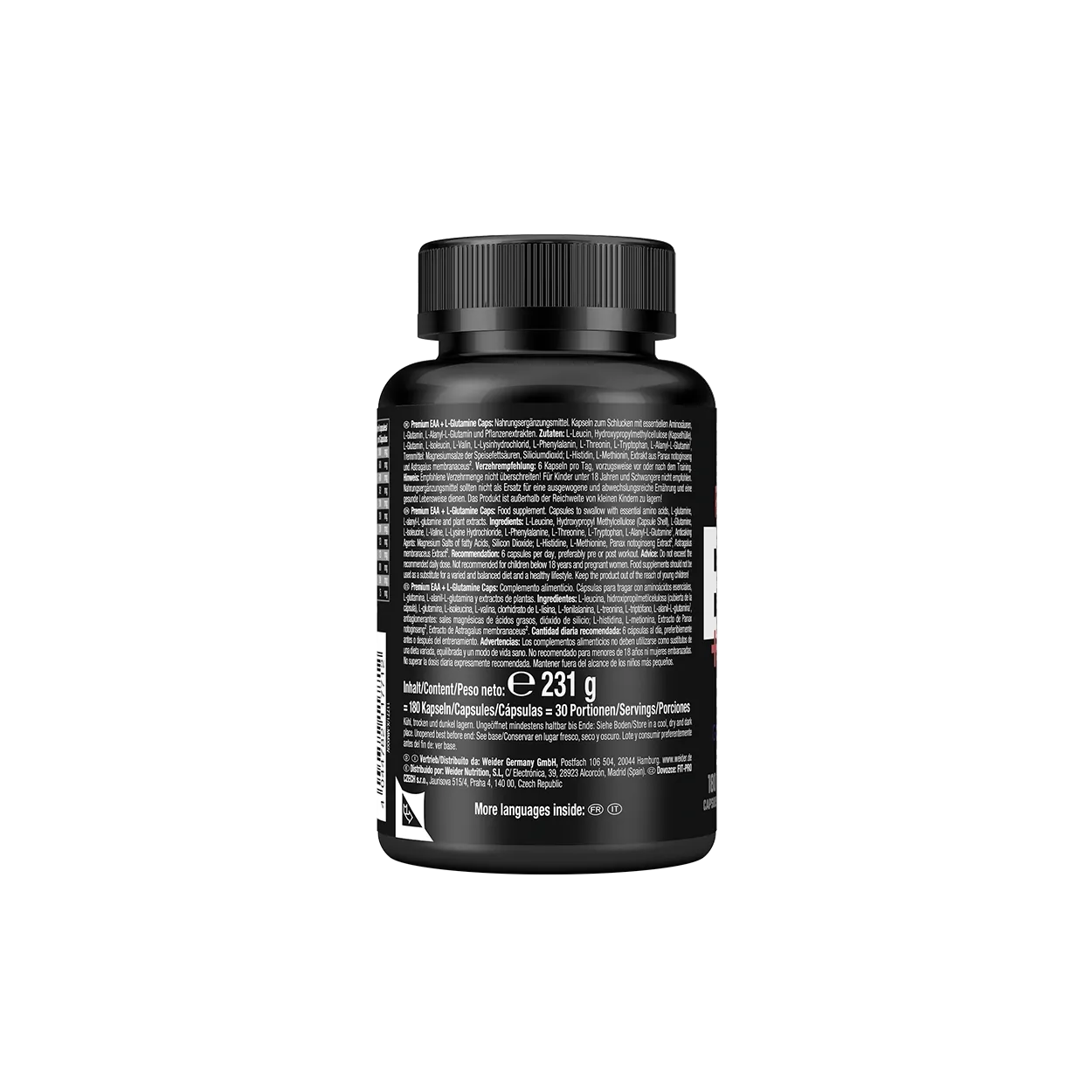 Weider Premium EAA + L-Glutamine gélules 180 unités avec AstraGin