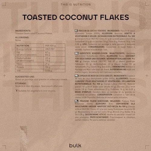 BULK Flocons de Noix de Coco Grillés 300 g Faible en Sucre