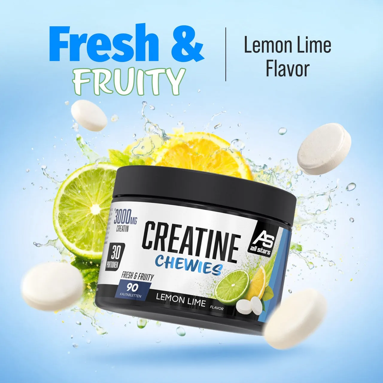 AllStars Creatine Chewies créatine à mâcher citron 90 tablettes