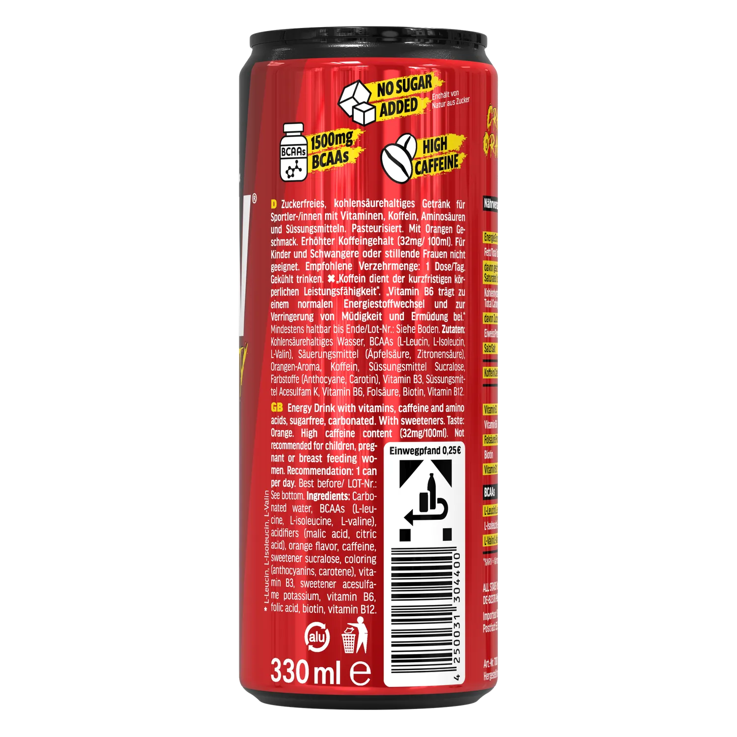 AllStars Raw Intensity boisson énergisante orange 330 ml