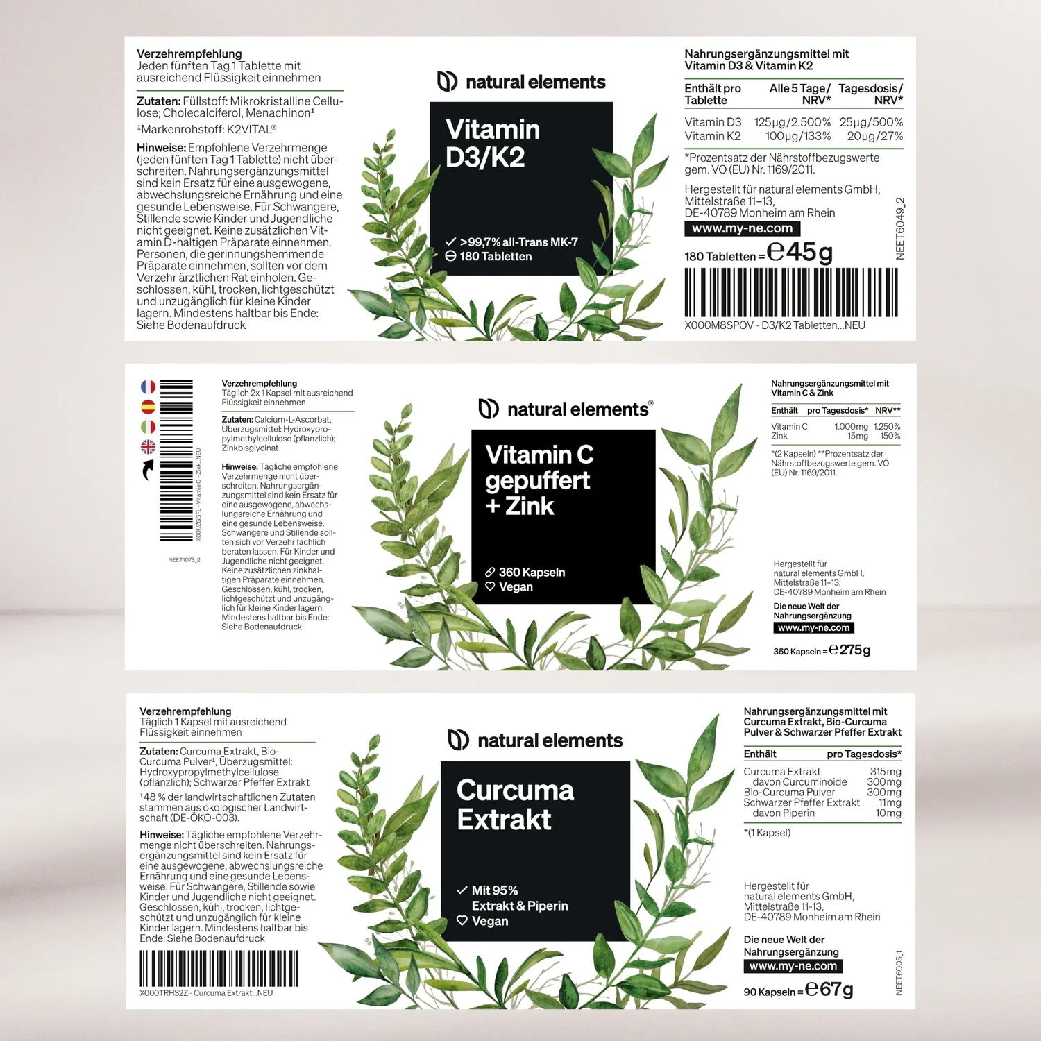 Natural Elements Immun & Feelgood Bundle 3 produits bien-être