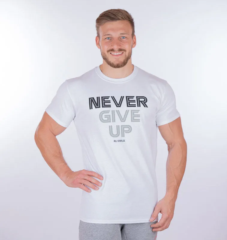 AllStars NEVER GIVE UP T-shirt homme blanc taille S coton