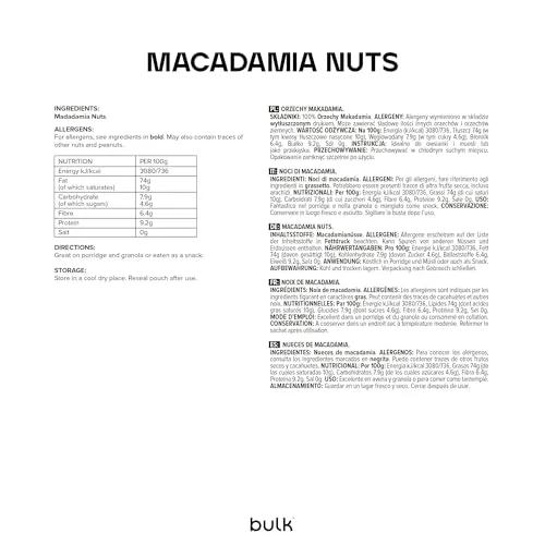 Bulk Noix de macadamia crues non salées 500 g énergie