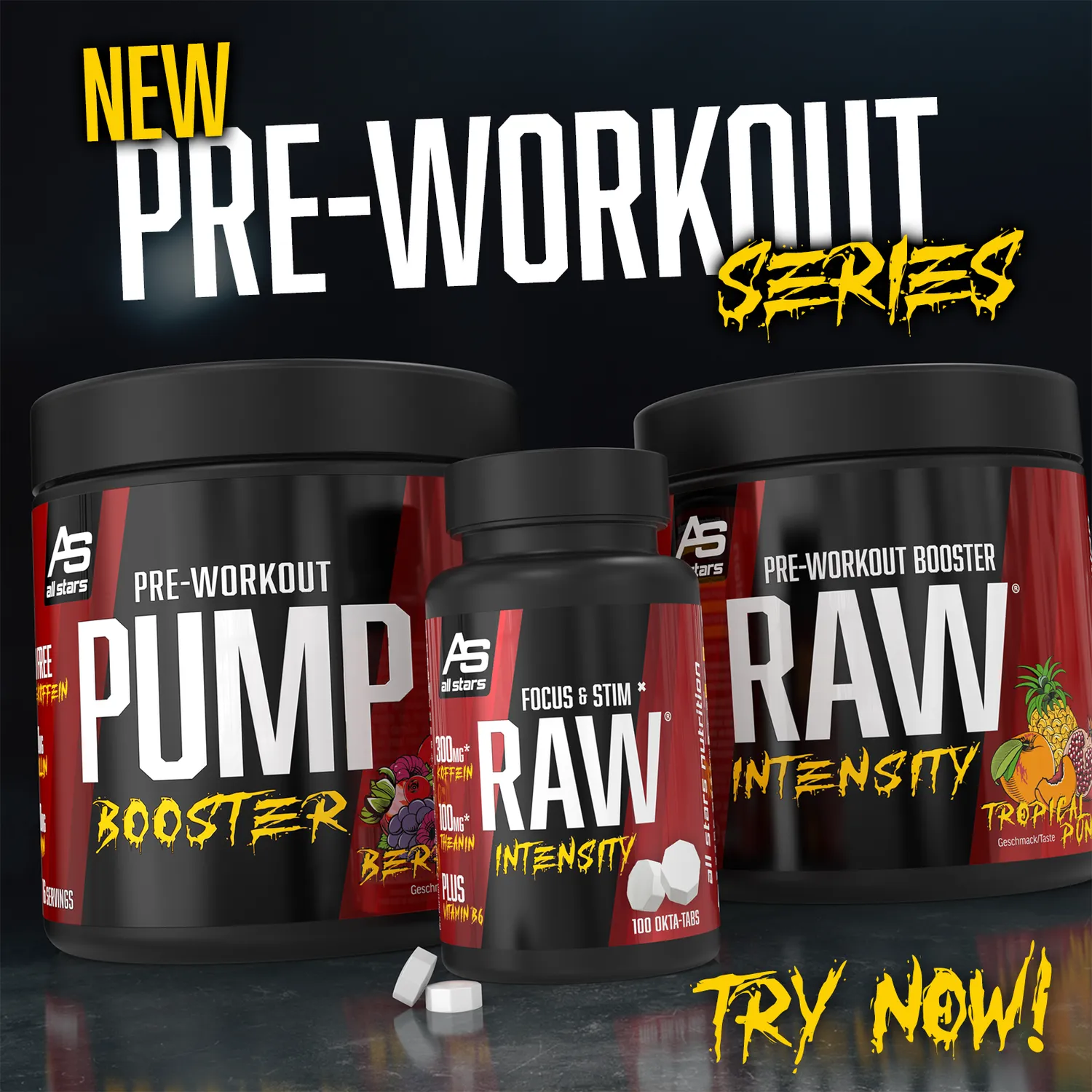 AllStars Platinum Series Raw Intensity Pre Workout Booster poudre Berry Blast
