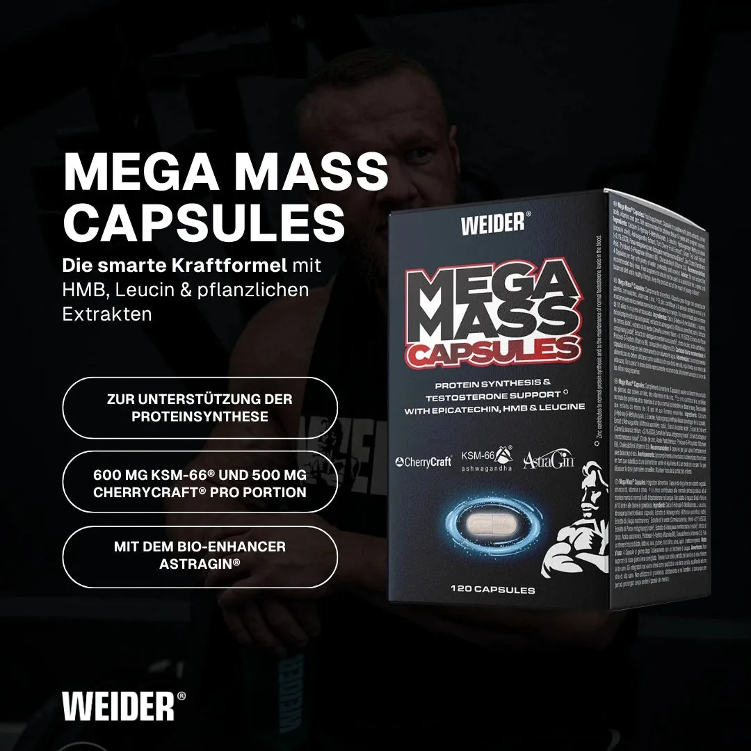 Weider Mega Mass Caps capsules 120 gélules après entraînement
