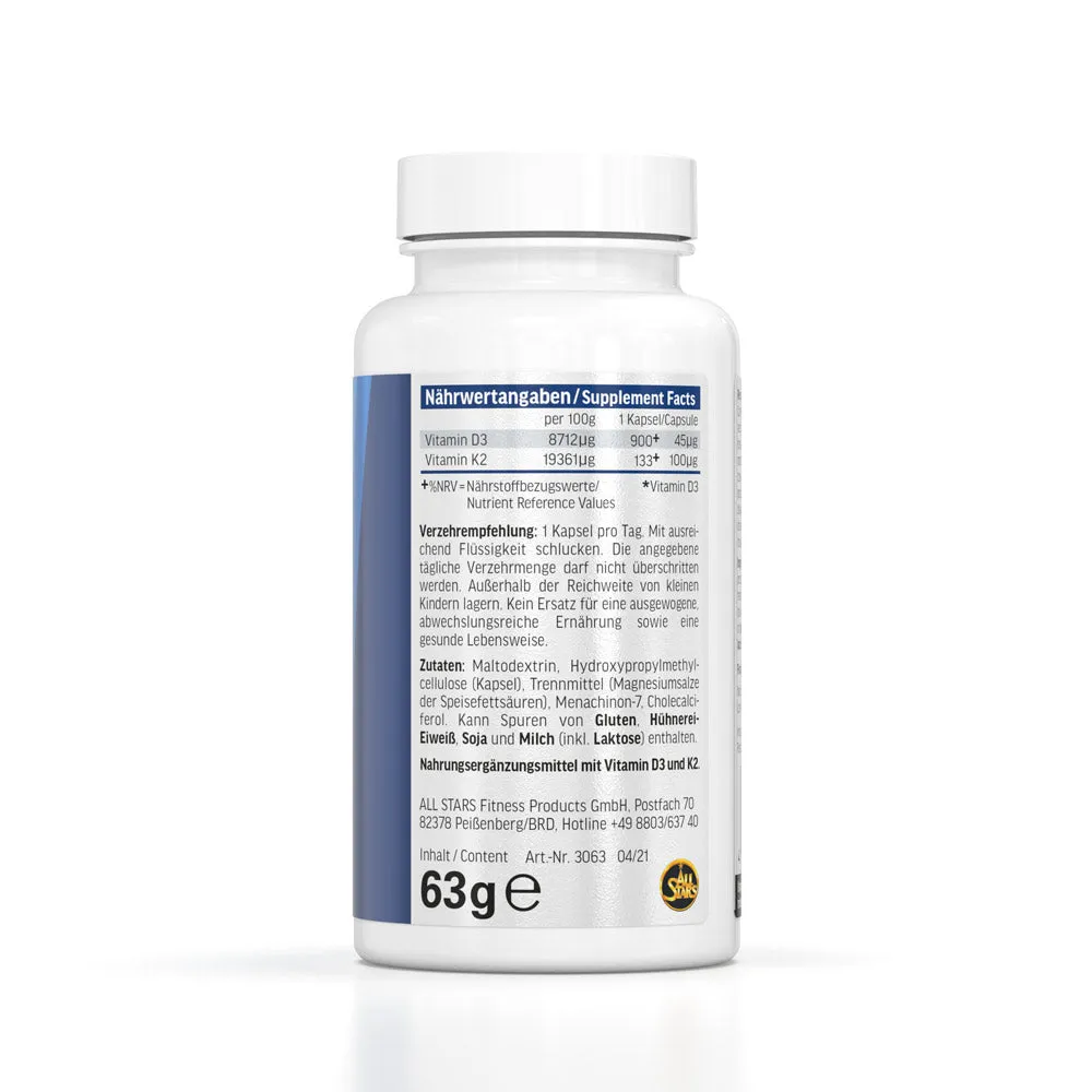 AllStars Vitamine D3 + K2 gélules 90 gélules sans gélatine