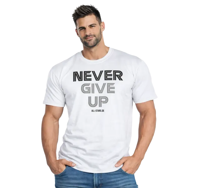 AllStars NEVER GIVE UP T-shirt homme blanc taille S coton