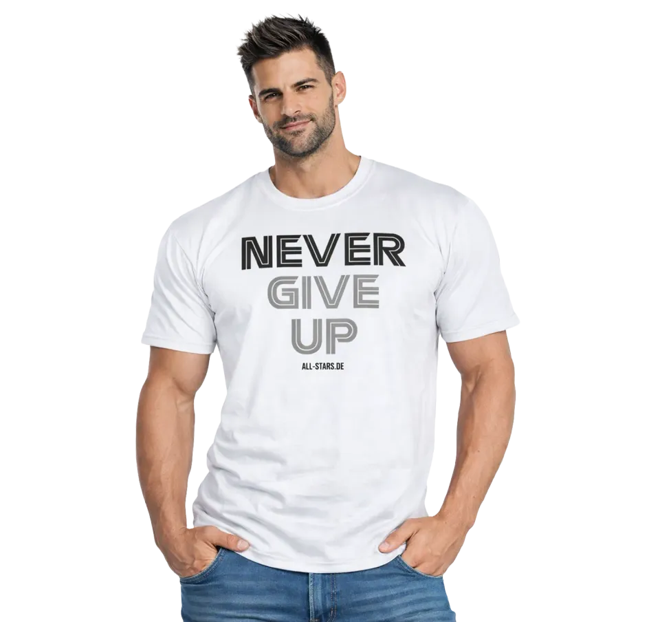 AllStars NEVER GIVE UP T-shirt homme blanc taille S coton