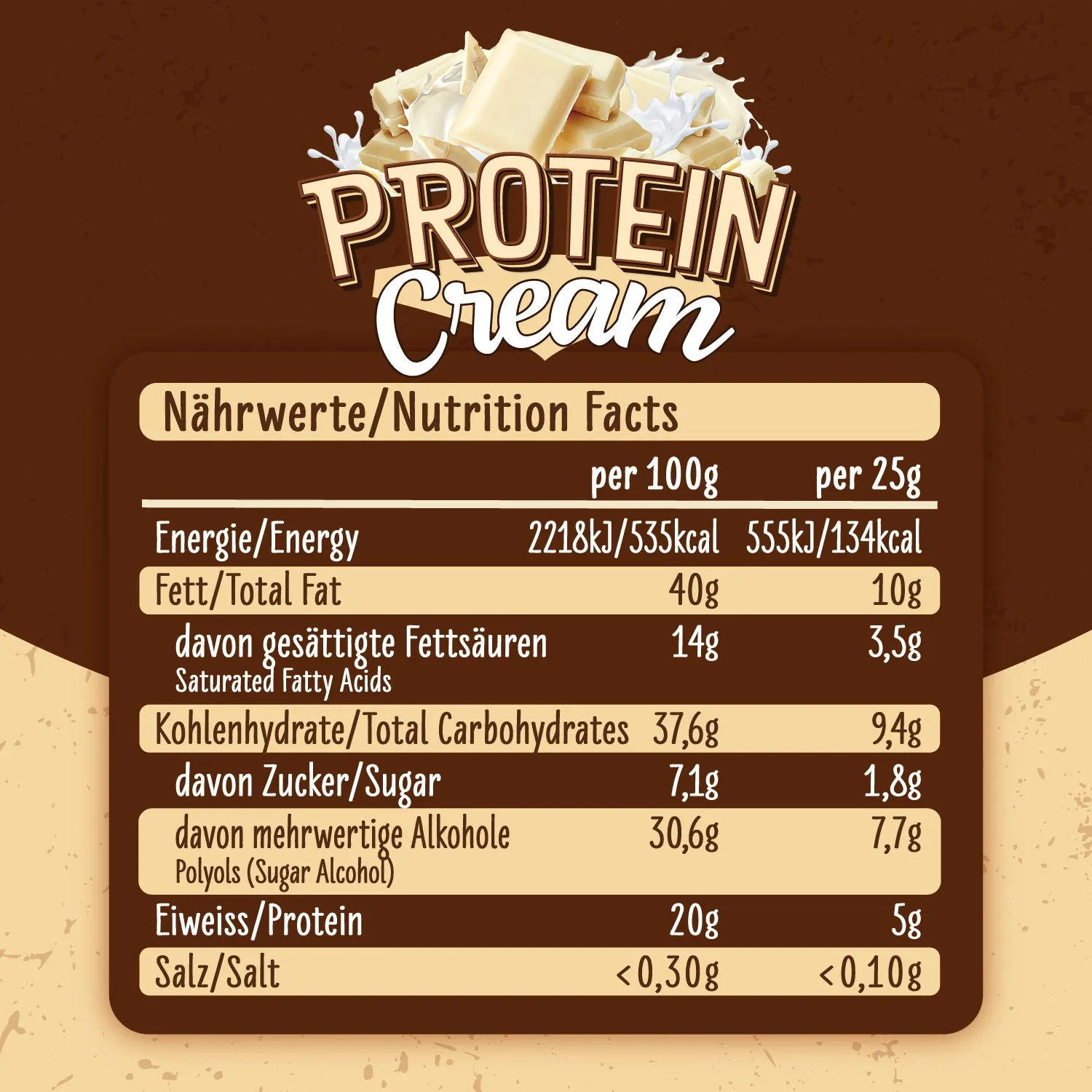 AllStars Protein Cream pâte à tartiner White-Chocolate sans huile de palme