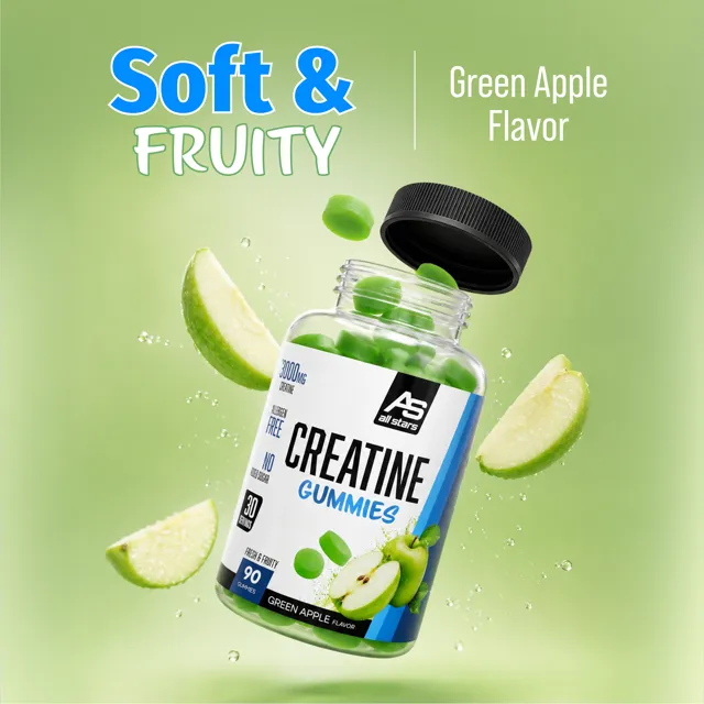 AllStars Creatine Gummies gummies créatine pomme verte 90 pièces
