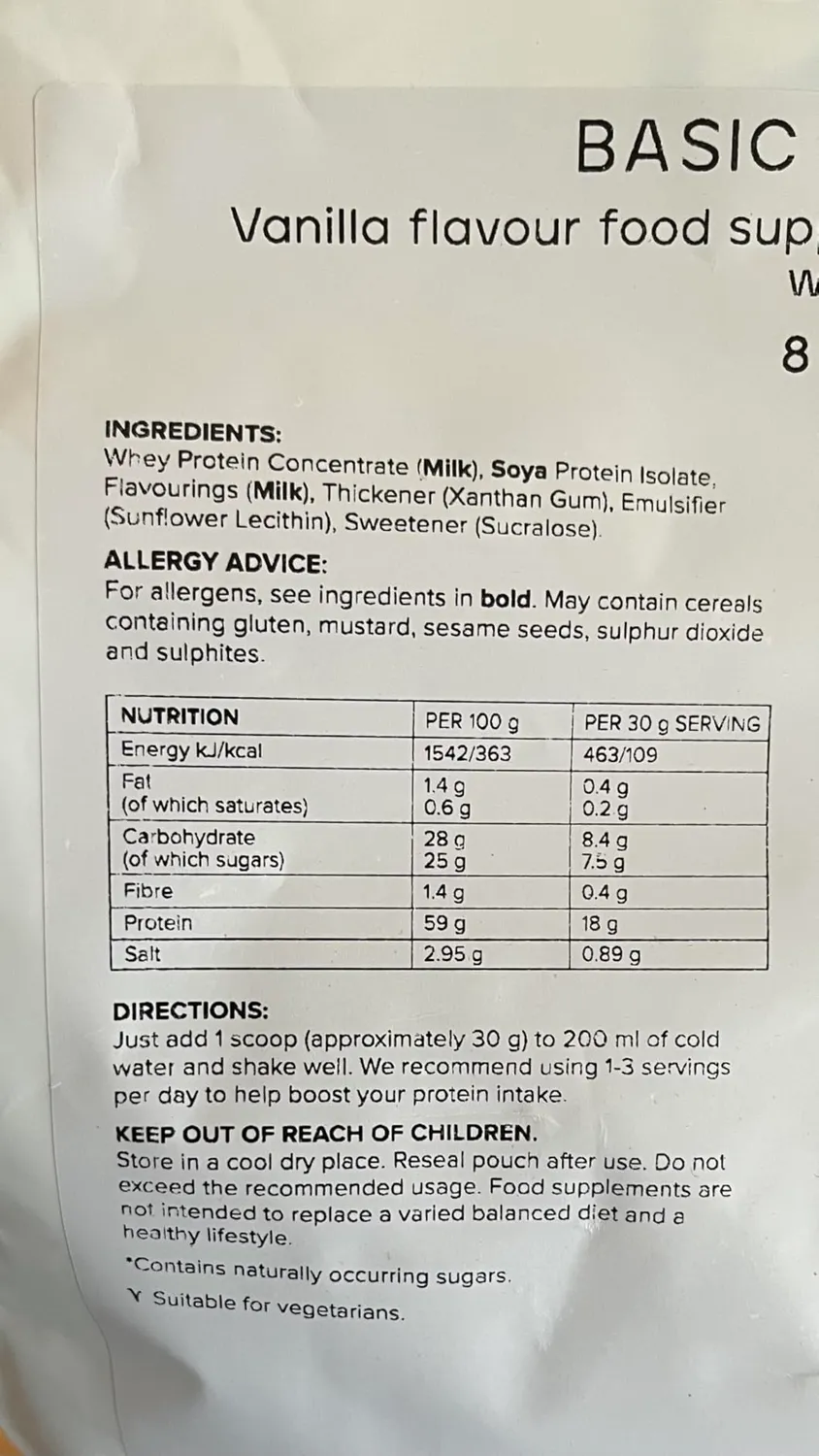 Bulk Basic protéine vanille 1,25 kg 41 portions