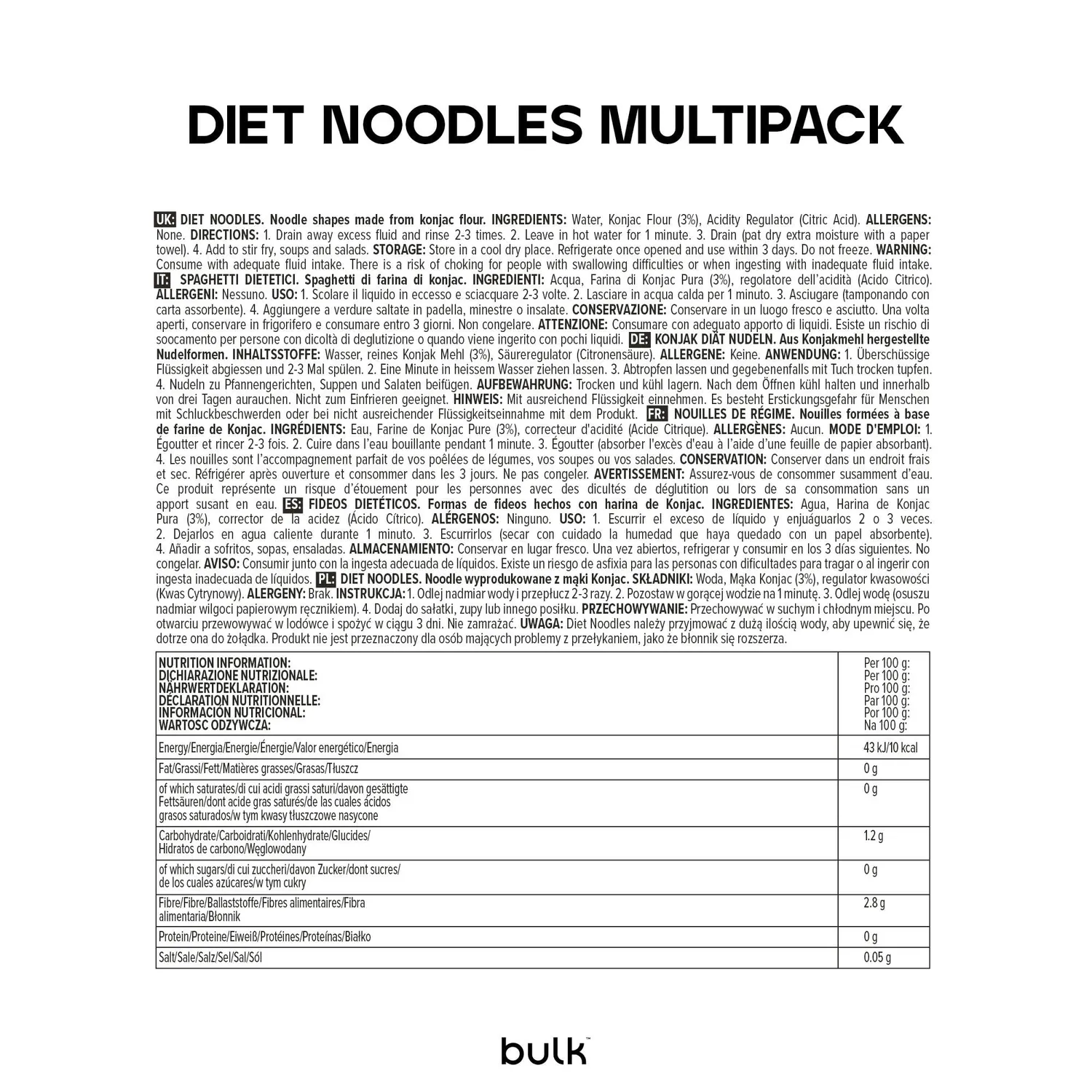 BULK Nouilles de régime au konjac 200 g