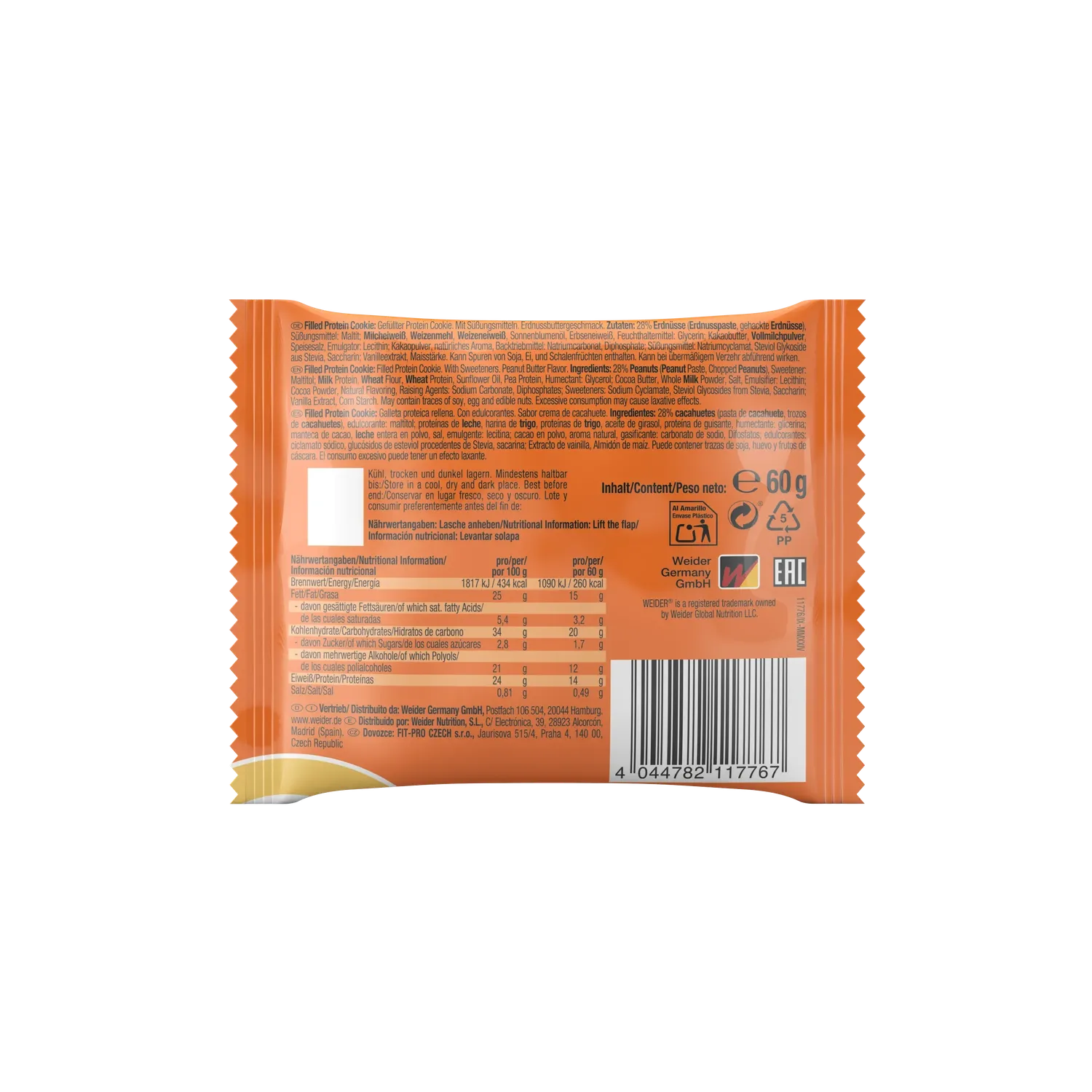 Weider Joe's Filled Protein Cookies Hazelnut-Nougat boîte 12