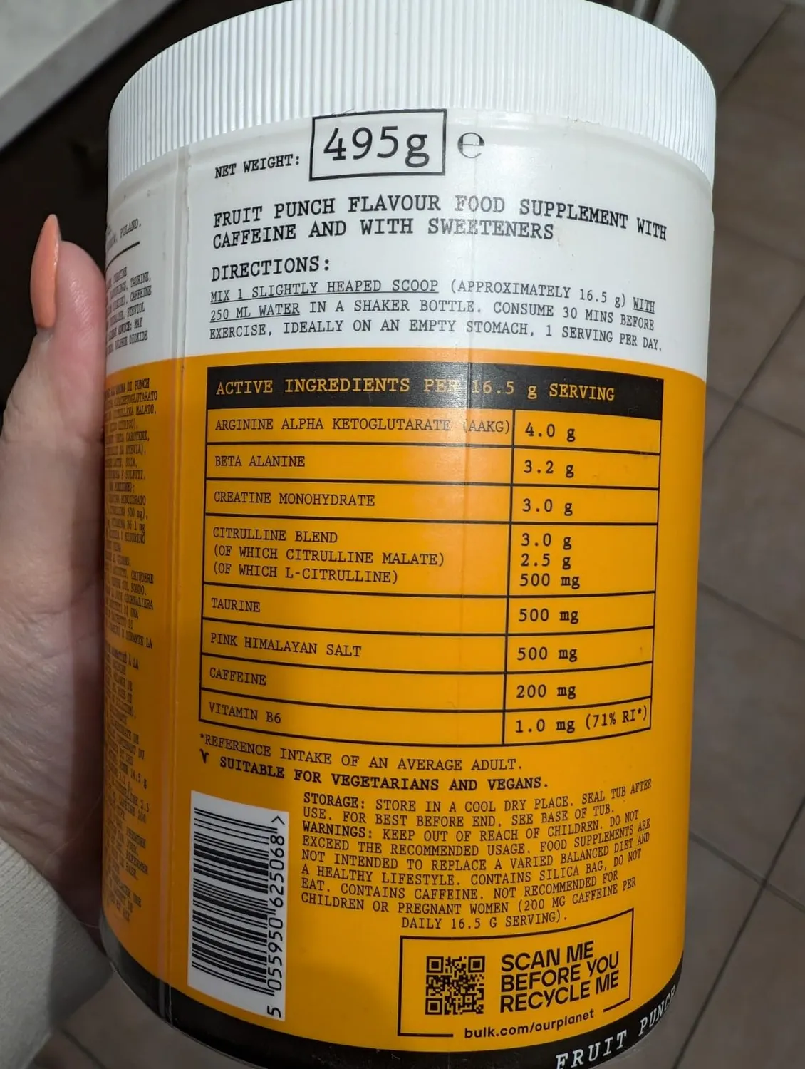 BULK Dope Pré-Workout poudre Framboise Bleu caféine créatine