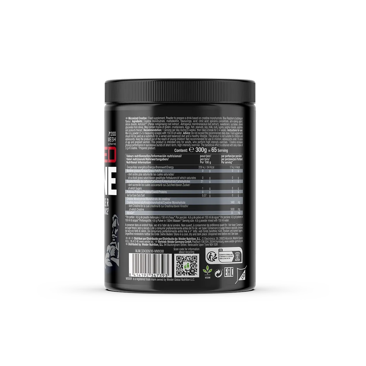 Weider Micronized Creatine créatine en poudre Blue Raspberry Bubblegum 300 g