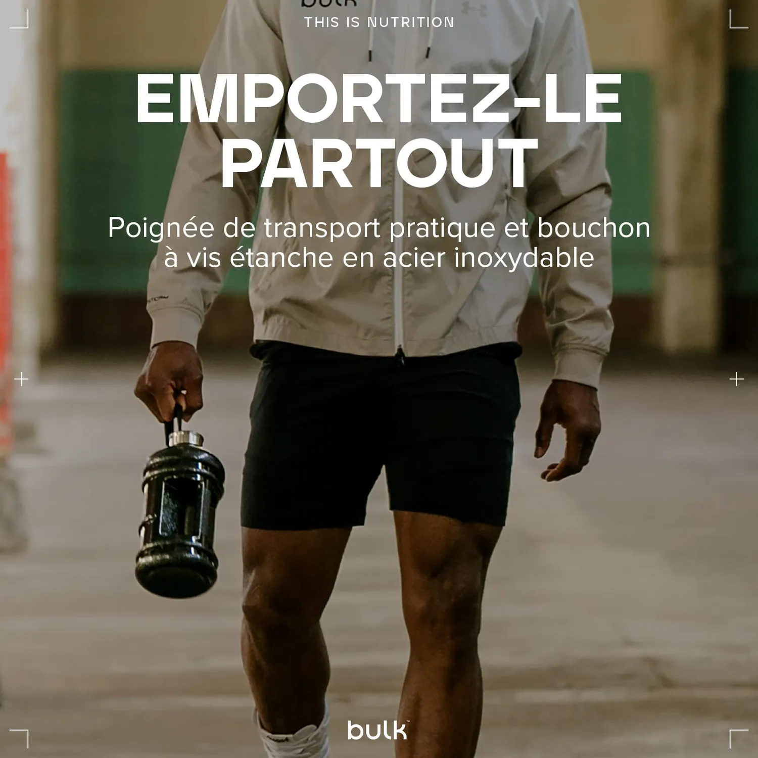 BULK Gourde d’eau 2,2 litres noir métallisé sans BPA