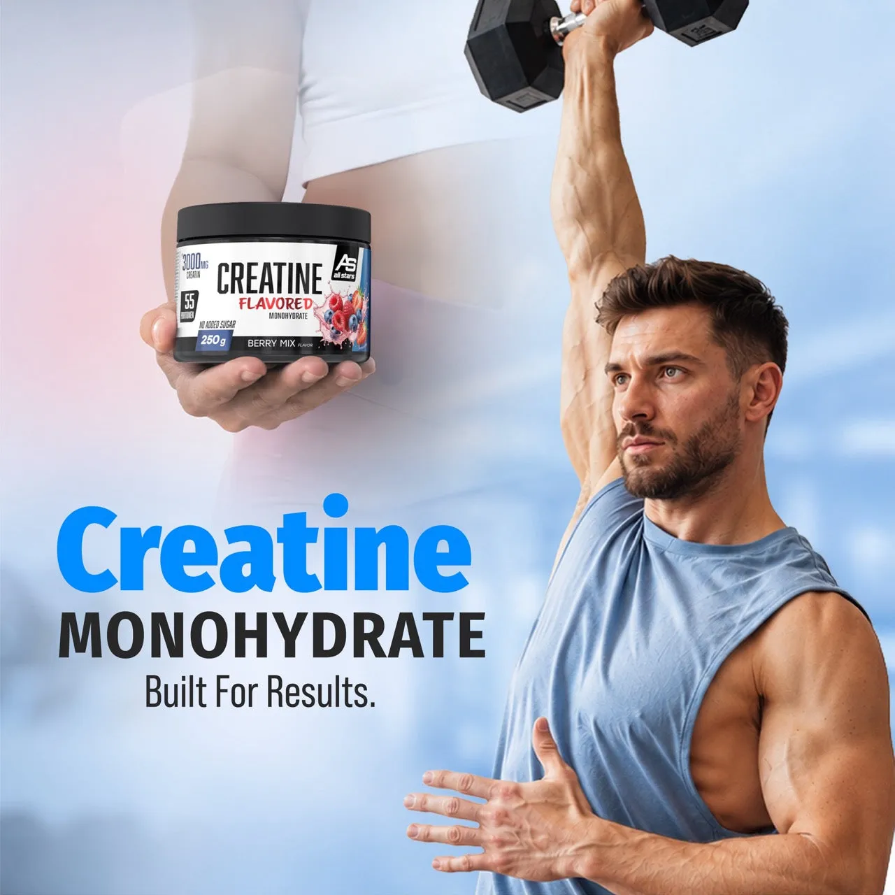 AllStars Creatine Flavored poudre Green Apple 250 g avec B12