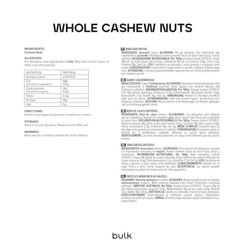 Bulk Noix de cajou crues 500 g snack protéiné